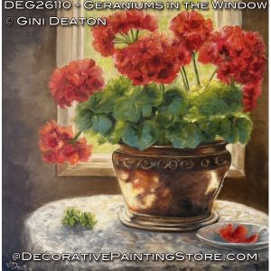 Geraniums in the Window (Oil) Painting Pattern - Gini Deaton